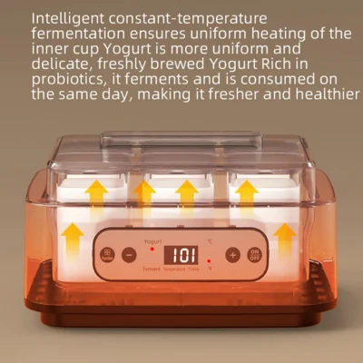 Automatic Yogurt Maker with 6 Cup Professional Adjustable Temperature Time Yogurt Maker Multi-functional Ice Cream Pudding Maker