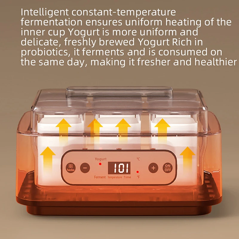 Automatic Yogurt Maker with 6 Cup Professional Adjustable Temperature Time Yogurt Maker Multi-functional Ice Cream Pudding Maker
