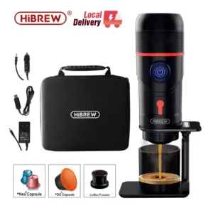 HiBREW Portable Coffee Machine for Car & Home,DC12V  Expresso Coffee Maker Fit Nexpresso Dolce  Pod Capsule  Coffee Powder H4