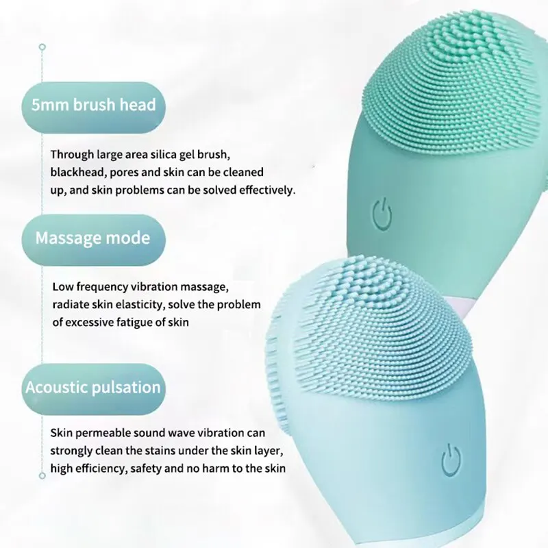Electric Silicone Facial Cleanser Massager Skincare Tool with Vibration Pore Cleaning Beauty Machine Self-Battery Powered