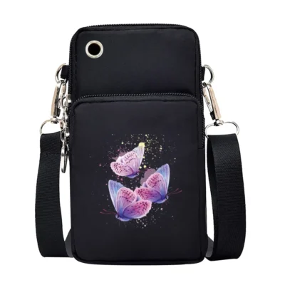 Universal Mobile Phone Bag Iphone 13 Huawei Shoulder Cross-body Package Women Sport Pouch Unisex Arm Wrist Bags Butterfly Print