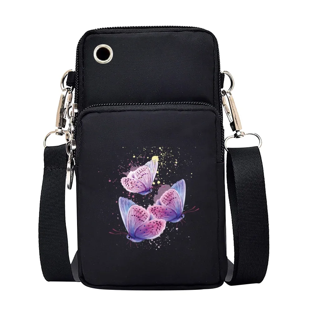Universal Mobile Phone Bag Iphone 13 Huawei Shoulder Cross-body Package Women Sport Pouch Unisex Arm Wrist Bags Butterfly Print