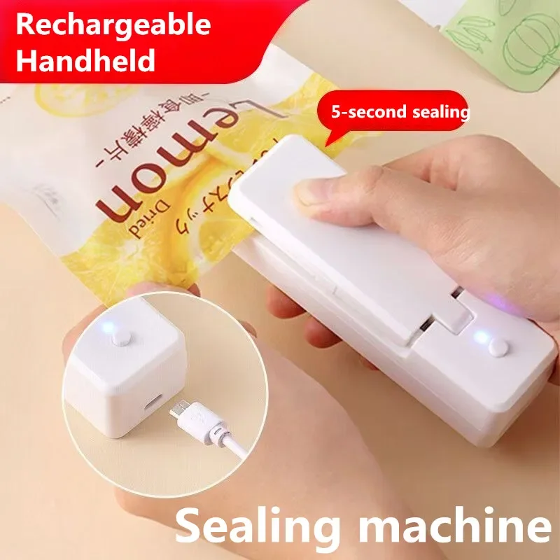 Portable Food Bag Sealing Machine Usb Rechargeable Household Vacuum Kaifeng Integrated Integrated Snack Sealer Kitchen Tools