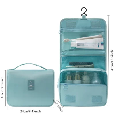 Hanging Toiletry Bag for Business Trips Portable Large Capacity Skincare Makeup Bag Dry and Wet Separation Folding Storage Bag