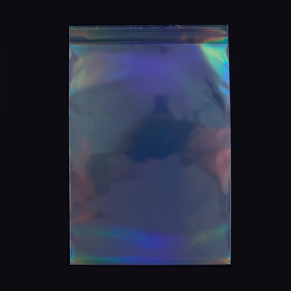 50pcs Transparent Holographic Laser Self Adhesive Bag Aurora Color Pouches for DIY Jewelry Badge Gift Package Storage Bags