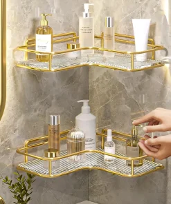 Luxury Acrylic Bathroom Shelf without Drilling Corner Shelf For Shower Kitchen Toilet Skincare Organizer Bathroom Accessories