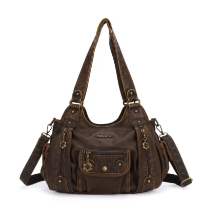 Women Handbags Satchel Top-handle Vintage PU Shoulder Bag 12.5”x4.4” Dumpling Pack Multi-pockets Shoulder Bags Wellet