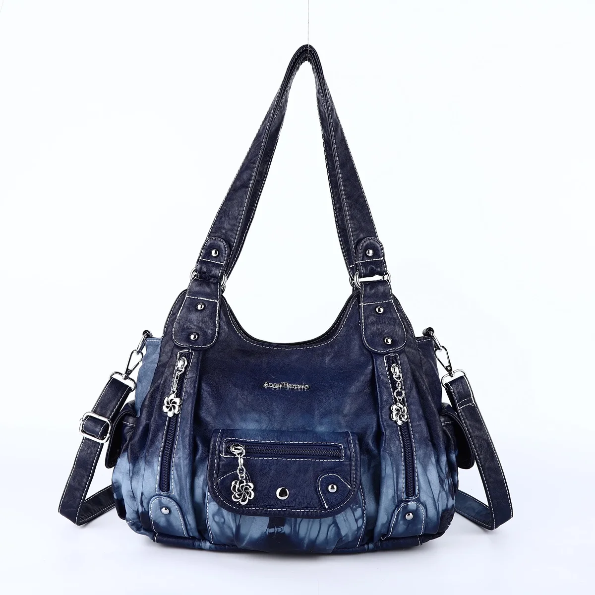 Women Handbags Satchel Top-handle Vintage PU Shoulder Bag 12.5”x4.4” Dumpling Pack Multi-pockets Shoulder Bags Wellet