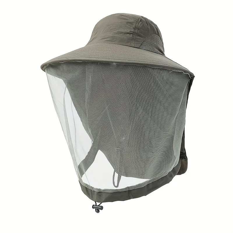 UV Protection Hat with Face Mask Breathable Insect Protection Wide Brim Fishing Hat Outdoor Sport Nature Hiking Camping Mesh Hat