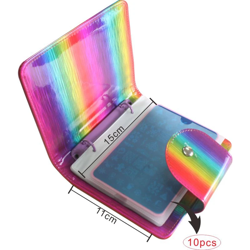 10Pcs Nail Stamping Plate Holder Case Inner Pages 6*12cm/9.5*14.5cm Nails Art Template Album Storage Bag Nail Art Sticker