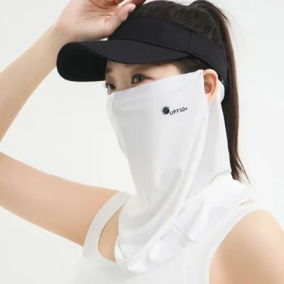 Breathable Sunscreen Face Veil Ice Silk Face Mask Sun Protection Neckline Face Cover Summer Cycling Hiking
