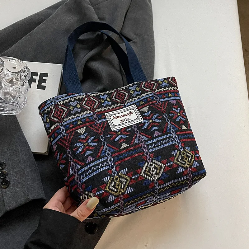 Large-Capacity Canvas Women's Tote Bag Retro Versatile Single-Shoulder Commuting Mommy Handbag Designer Bucket Bag 2025