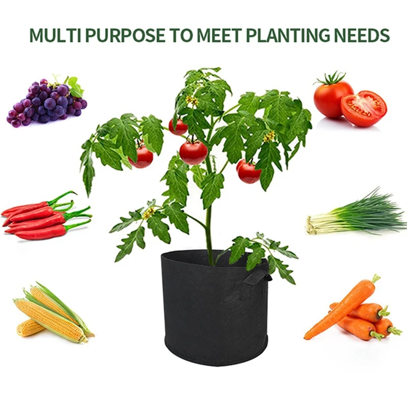 2-50 Gallons Plant Grow Bags Felt Potato Strawberry Planting Bag Garden Vegetable Seedling Bag Nursery Pot Gardening Accessories