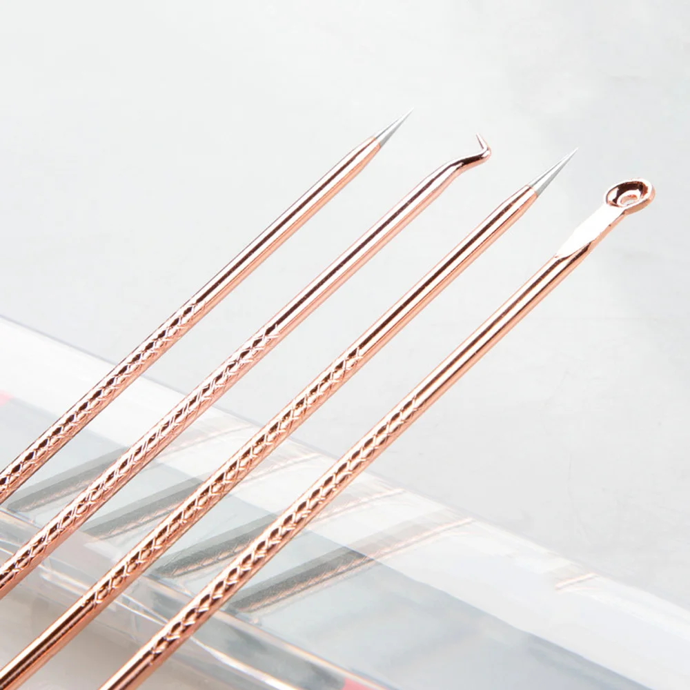4PCS Acne Blackhead and Acne Remover Skincare Female Beauty Acne Treatment Pore Cleaning Needle Hook