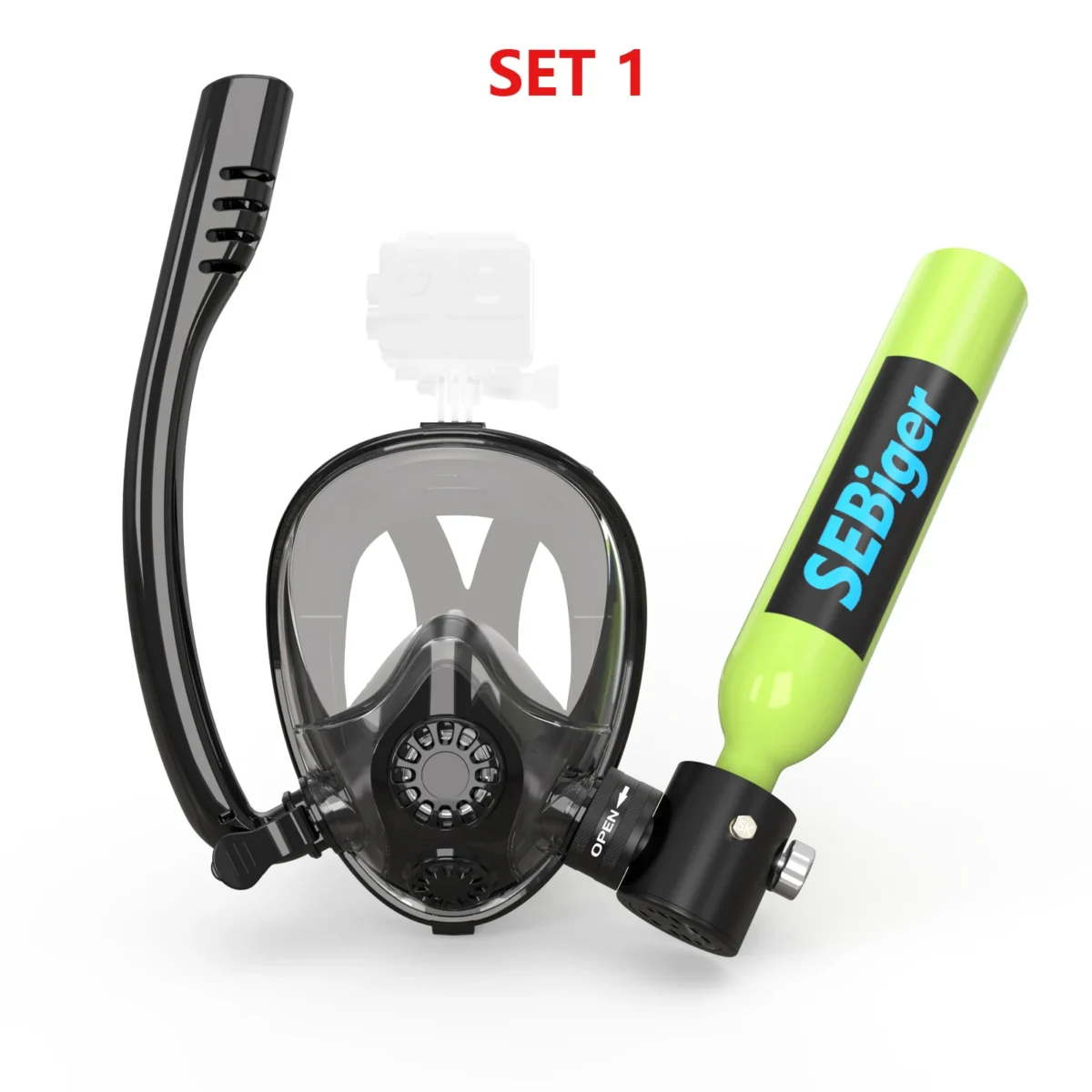 SEBIger 0.5L Diving diving tank Set and Full Face Mask for Beginner Swimmers,5-10 minutes underwater,Reusable,outdoor traveling