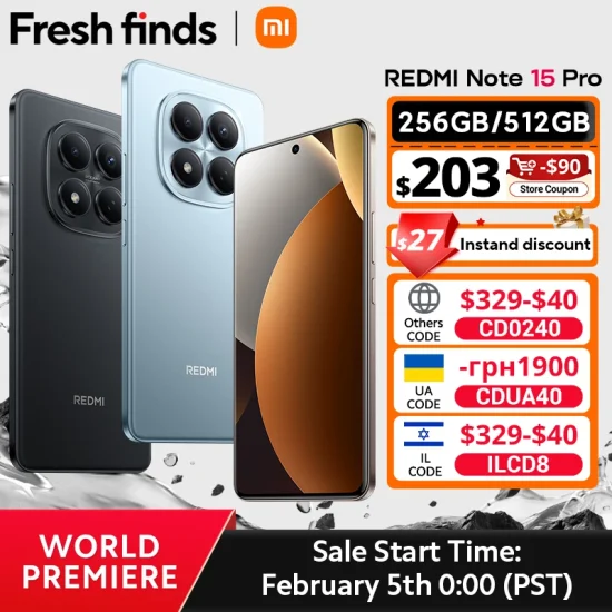 【World Premiere】Global Version Xiaomi Redmi Note 15 Pro MTK Helio G200-Ultra 6.77"AMOLED display 200MP ultimate-clarity camera
