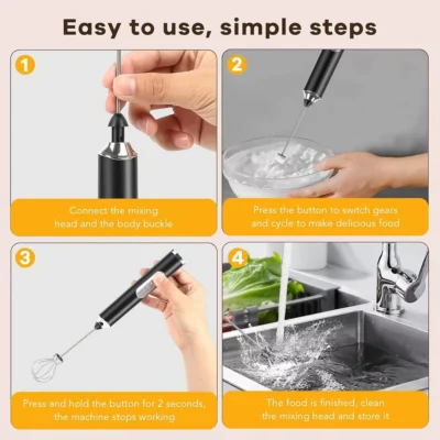 1 electric mixer, milk frother, coffee machine, egg beater, dual stick, 3-speed rechargeable batter, kitchen jam and cream mixer