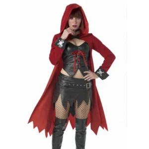 Adult Halloween Costume Dress - include red textured microsuede  black bustier black mini skirt choker
