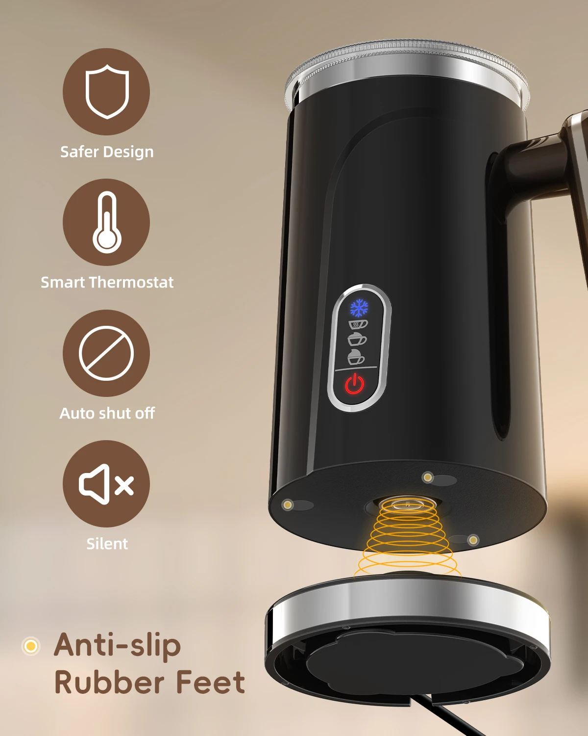 BioloMix,4 in 1 Automatic Hot and Cold Milk Frother Warmer for Latte, Foam Maker, Hot Chocolates, Cappuccino