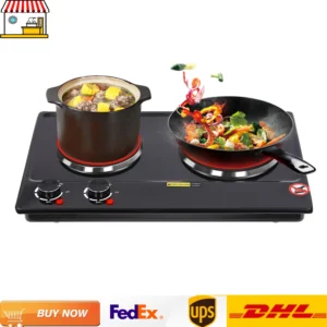 Electric Hob Cooker with 2 Plate| 2500W Electric Stove Cooktop| Knob Control, 6 Gear