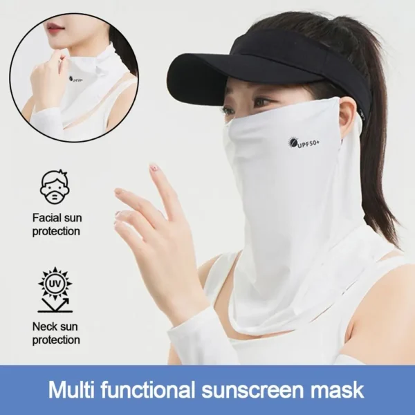 Breathable Sunscreen Face Veil Ice Silk Face Mask Sun Protection Neckline Face Cover Summer Cycling Hiking