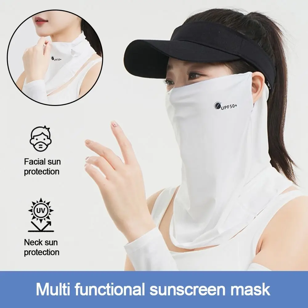 Breathable Sunscreen Face Veil Ice Silk Face Mask Sun Protection Neckline Face Cover Summer Cycling Hiking