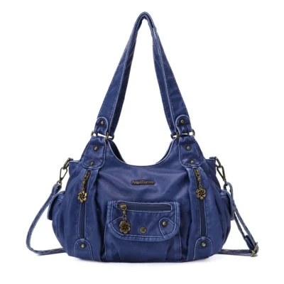 Women Handbags Satchel Top-handle Vintage PU Shoulder Bag 12.5”x4.4” Dumpling Pack Multi-pockets Shoulder Bags Wellet