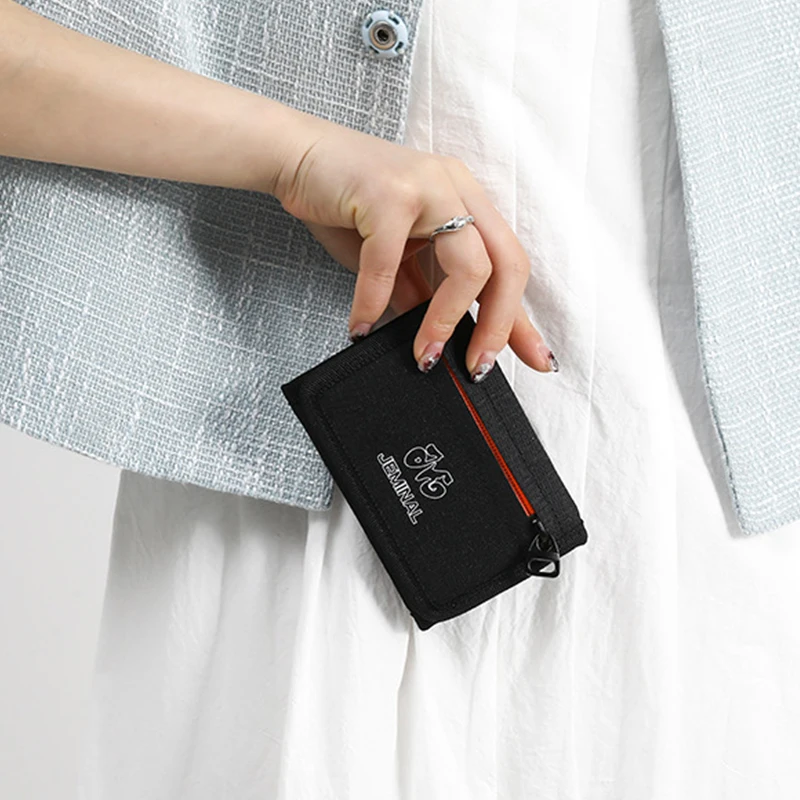 Japanese Style Nylon Trifold Casual Wallet for Male Men Women Young Novelty Money Bag Purse Zipper Coin ID Card Holder Purse