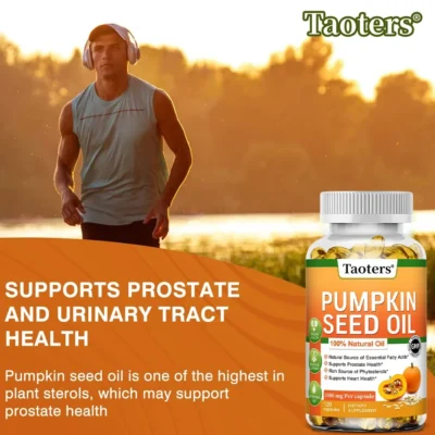 Pumpkin Seed Oil Capsules - Supports Prostate, Urinary Tract, Bladder Health, and Promotes Hair Growth - 120 Capsules