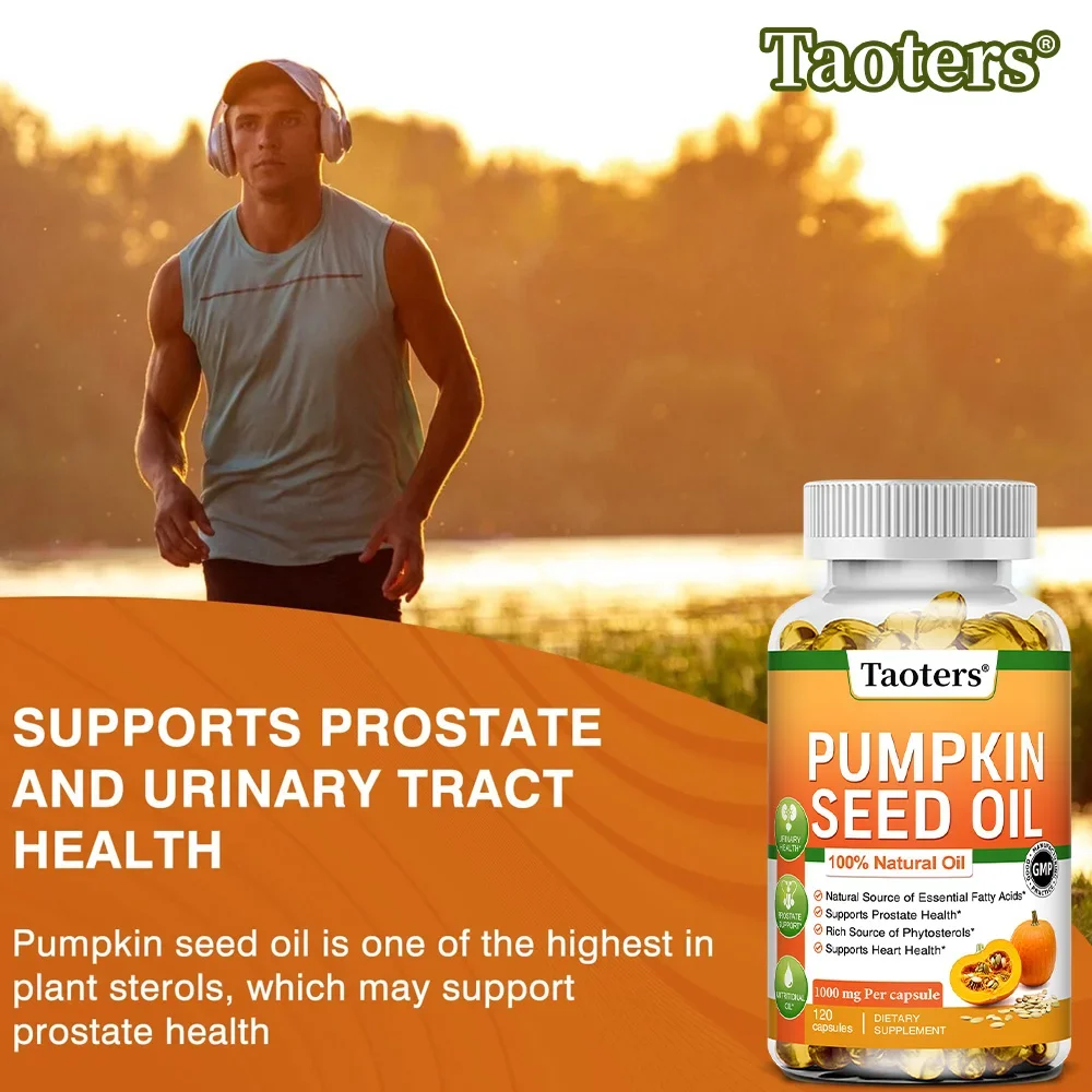 Pumpkin Seed Oil Capsules - Supports Prostate, Urinary Tract, Bladder Health, and Promotes Hair Growth - 120 Capsules