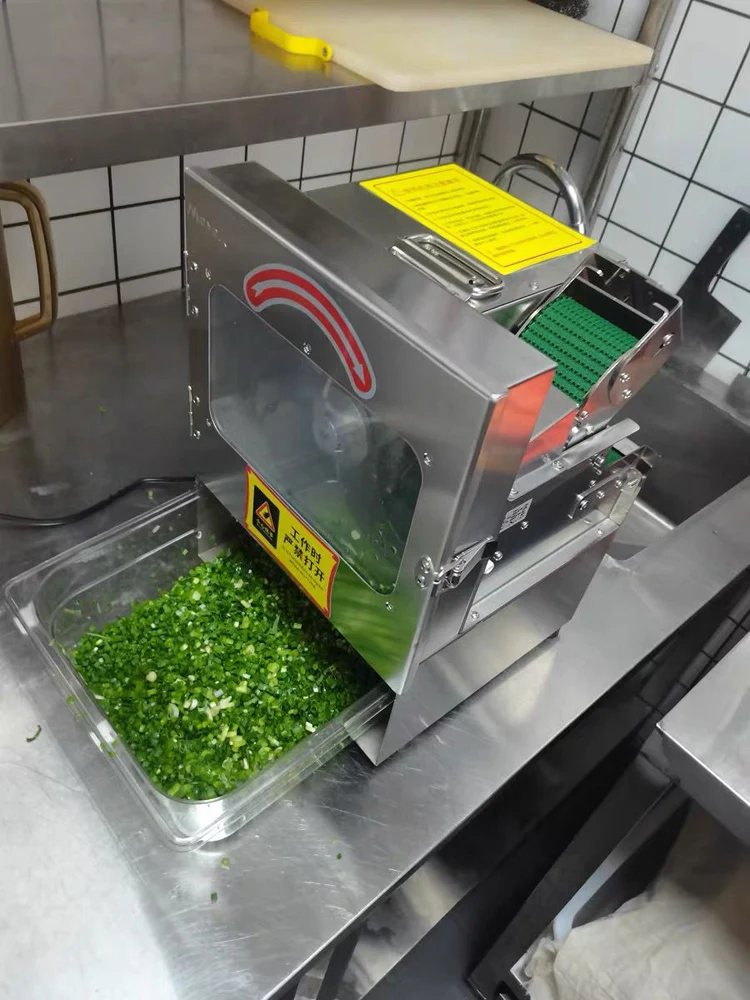 700RPM Commercial Electric Scallion Chopper 150kg/h Vegetable Slicer Multifunctional Food Dicer for Restaurant Kitchen Food Prep