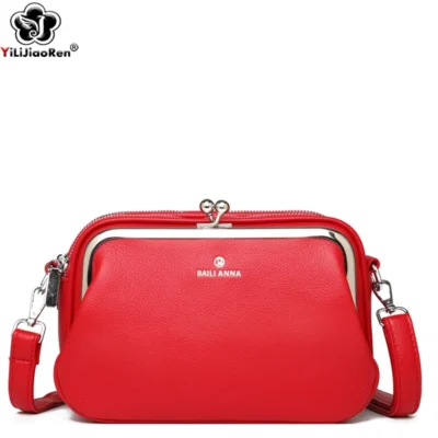 Elegant Shoulder Bag for Women Soft Leather Crossbody Bags Designer Multiple Pockets Messenger Bag Ladies Purses and Handbags