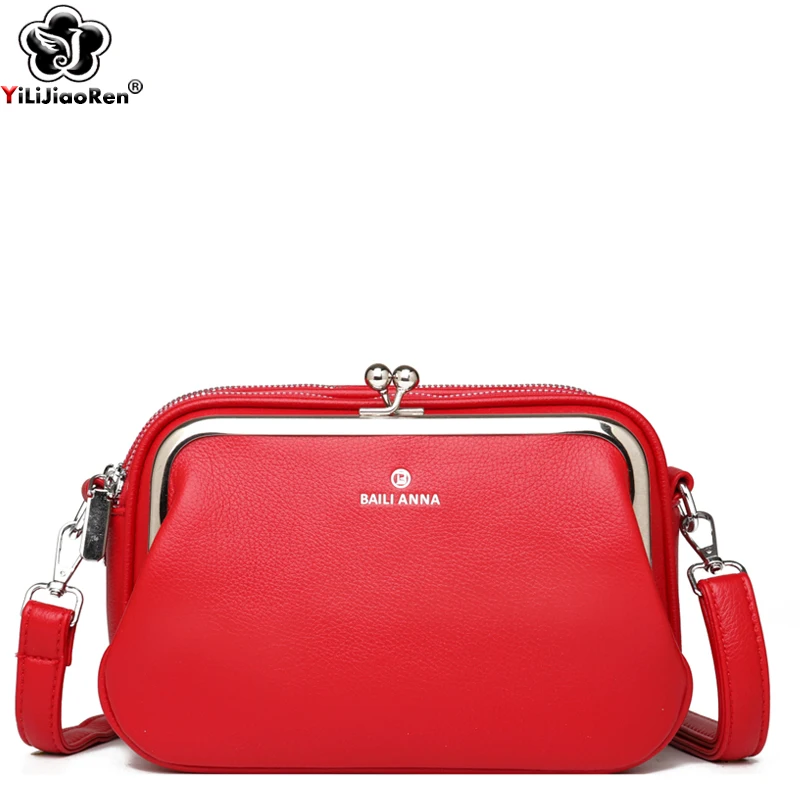 Elegant Shoulder Bag for Women Soft Leather Crossbody Bags Designer Multiple Pockets Messenger Bag Ladies Purses and Handbags