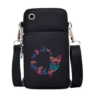 Universal Mobile Phone Bag Iphone 13 Huawei Shoulder Cross-body Package Women Sport Pouch Unisex Arm Wrist Bags Butterfly Print
