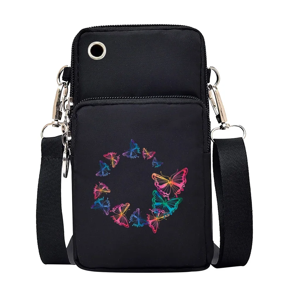 Universal Mobile Phone Bag Iphone 13 Huawei Shoulder Cross-body Package Women Sport Pouch Unisex Arm Wrist Bags Butterfly Print