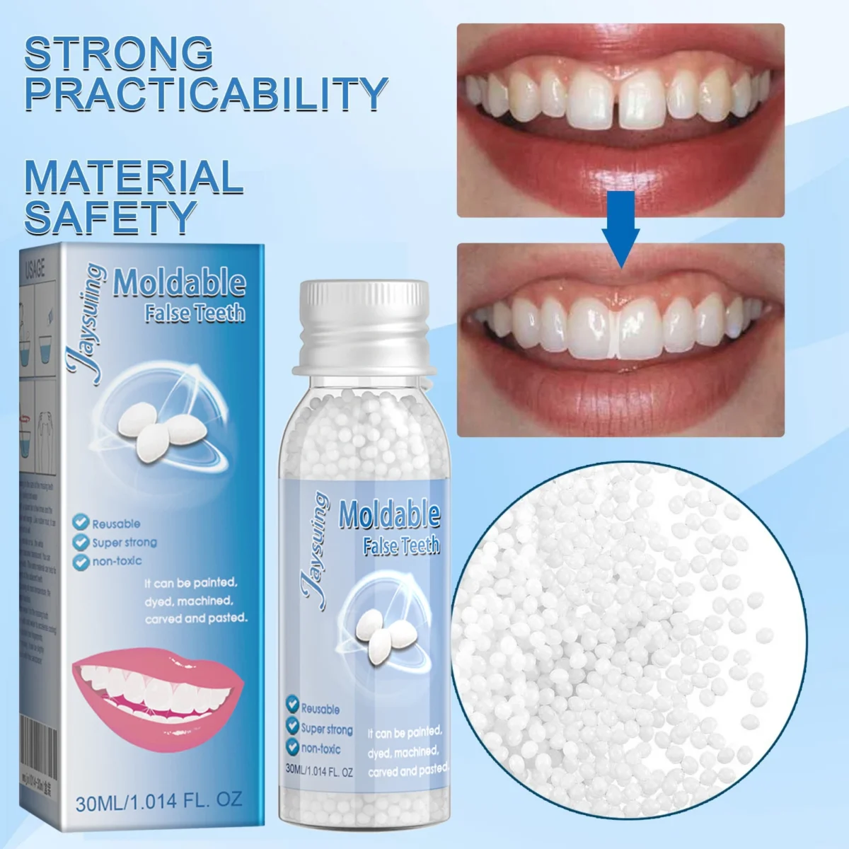 30g Temporary Tooth Repair Moldable Teeth And Gaps False Tooth Solid Gel Adhesive Fake Teeth Beauty Tool Dental Supplies