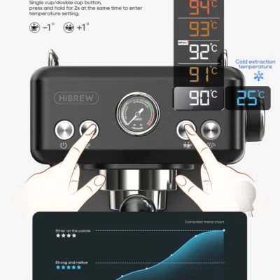 HiBREW H10A Black Espresso Machine Temperature Volume Pre Brewing Adjustable 58mm Portafilter Cappuccino Coffee Maker