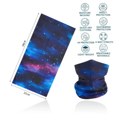 Seamless Bandana Sky Stars Printed Cycling Bandana Rave Face Mask Women Men for Dust Wind Sun Protection Face Scarf Mask Cover