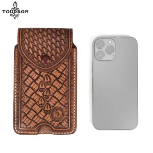 Tourbon Universal Leather Phone Pouch Case Easy Lock & Heavy Duty Cell Phone Storage Bag Protector for Belt Snap Closure Brown