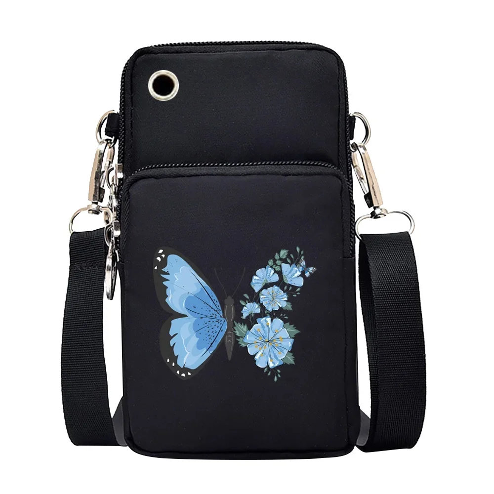 Universal Mobile Phone Bag Iphone 13 Huawei Shoulder Cross-body Package Women Sport Pouch Unisex Arm Wrist Bags Butterfly Print