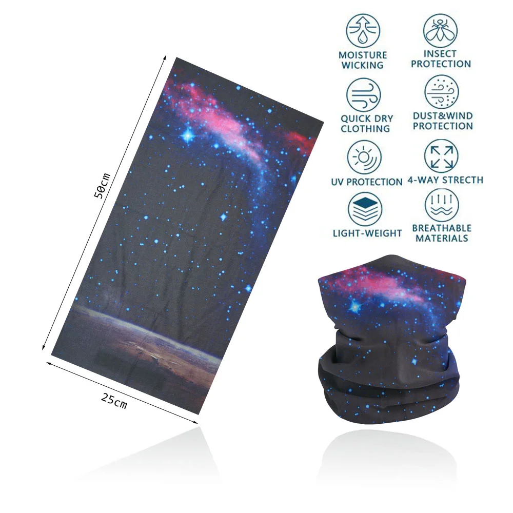 Seamless Bandana Sky Stars Printed Cycling Bandana Rave Face Mask Women Men for Dust Wind Sun Protection Face Scarf Mask Cover