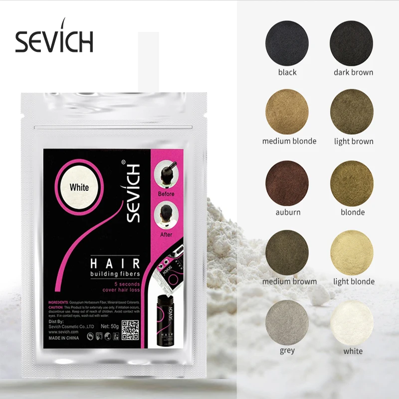 Sevich 500g Refill Hair Fiber Anti Hair Loss Product 10Color Keratin Instant Hair Growth Fiber Refill Hair Building Fiber Powder