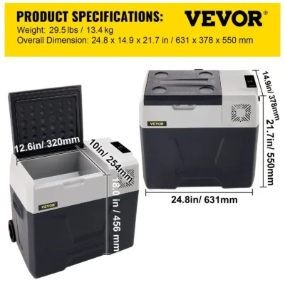 VEVOR Car Mini Refrigerator Mini Fridge 15-45L Freezer Portable Compressor Cooler 12/24V DC 110-240V Ice Box for Camping
