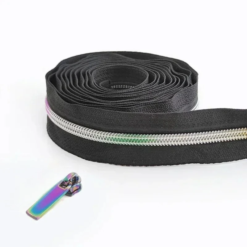 2/5/8/10M 5# Meetee Sewing Nylon Zipper Tape Clothes Zippers Puller Head Bag Jacket Zip Coil Closure Replace Repair Accessories