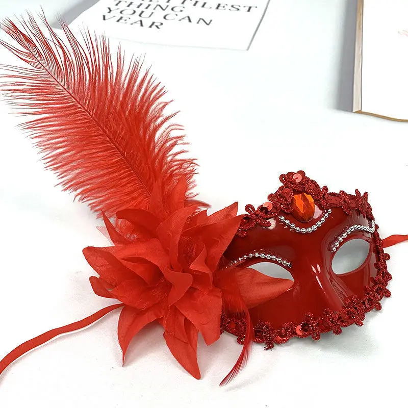 Venice Adult Masquerade Princess Mask Women Luxury Peacock Feathers Half Face Mask Party Performance Carnival Cosplay Costume