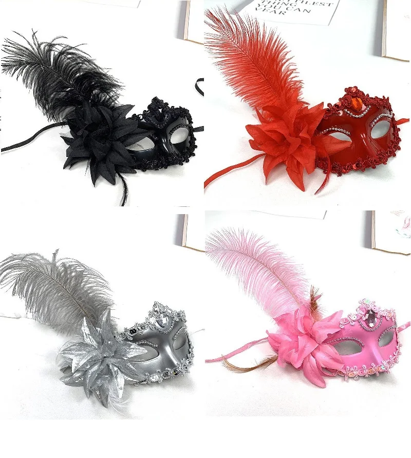 Venice Adult Masquerade Princess Mask Women Luxury Peacock Feathers Half Face Mask Party Performance Carnival Cosplay Costume