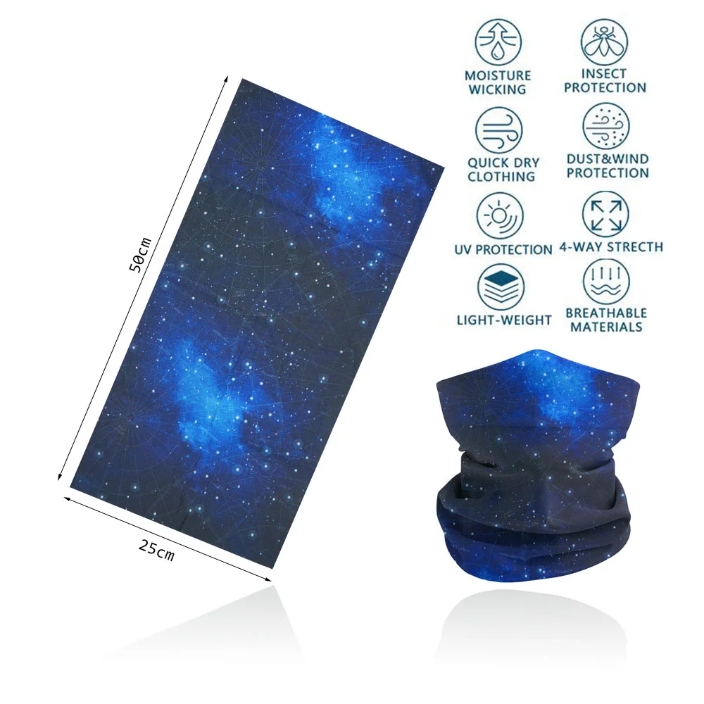 Seamless Bandana Sky Stars Printed Cycling Bandana Rave Face Mask Women Men for Dust Wind Sun Protection Face Scarf Mask Cover