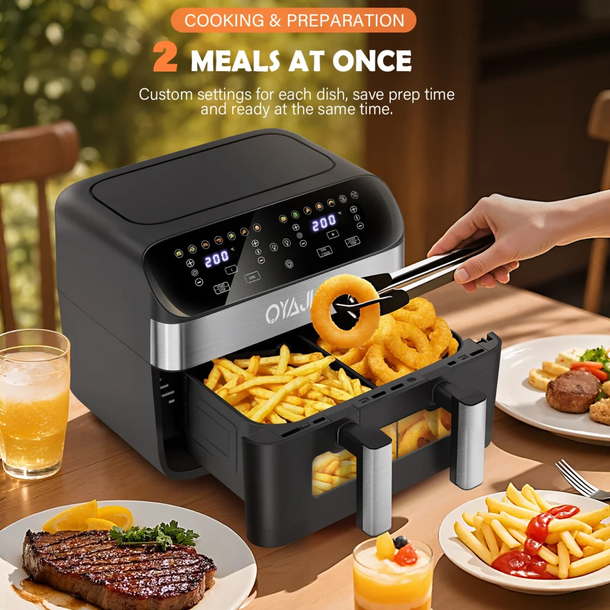 10L Air Fryer Dual Zone Digital Oven 9 Cooking Functions Oil Free 2400W SALE