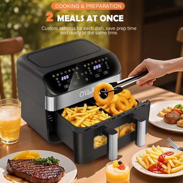 10L Air Fryer Dual Zone Digital Oven 9 Cooking Functions Oil Free 2400W SALE