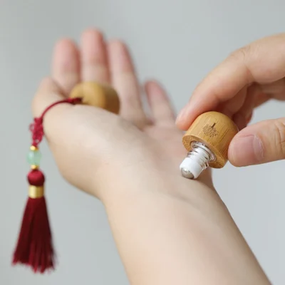 1ml Bamboo Roller Empty Bottle Skincare Containers Ancient Style Roll On Bottles Small Perfume Essential Oil